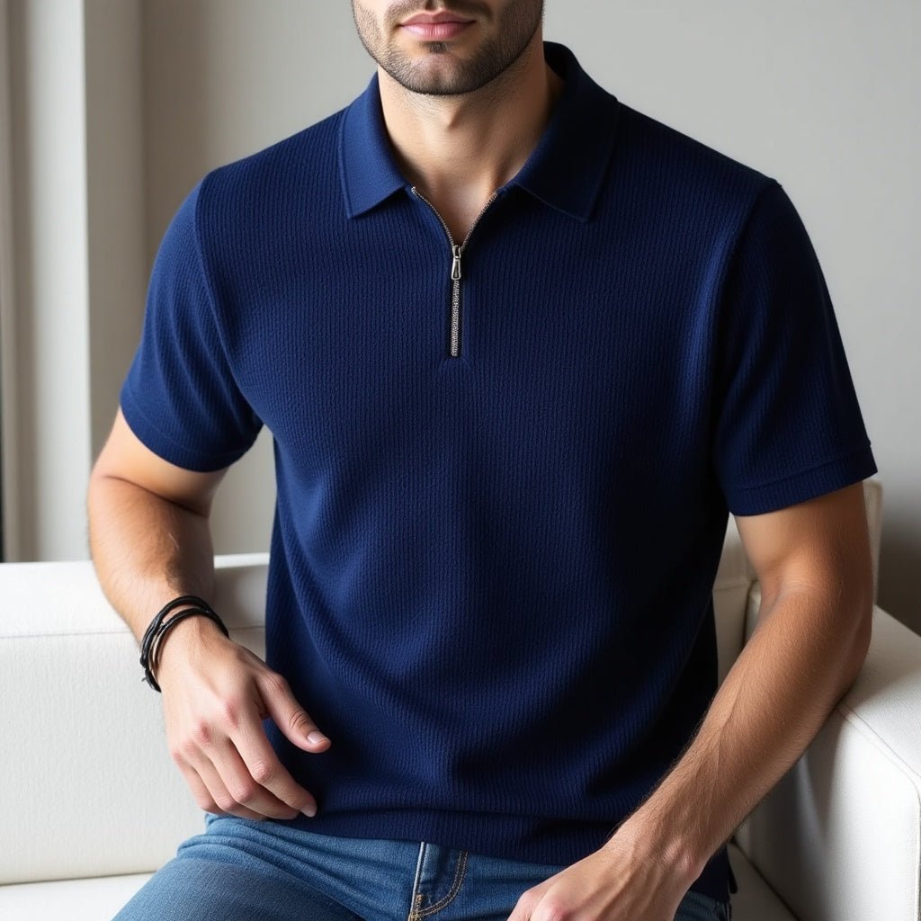 Gio French Knit Polo - Light Gray