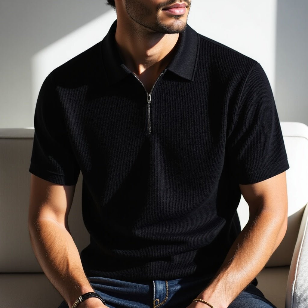 Gio French Knit Polo - Light Gray