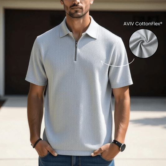 Gio French Knit Polo - Light Gray